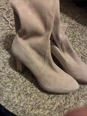Stuart Weitzman Over-the-Knee Suede Boots in Blush